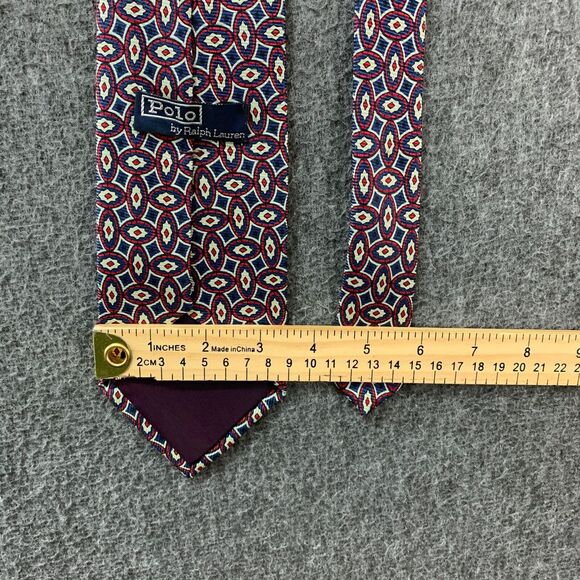 VTG Polo Ralph Lauren Necktie Mens Silk Geometric 90's Hand‎ Made A1 - Picture 6 of 6